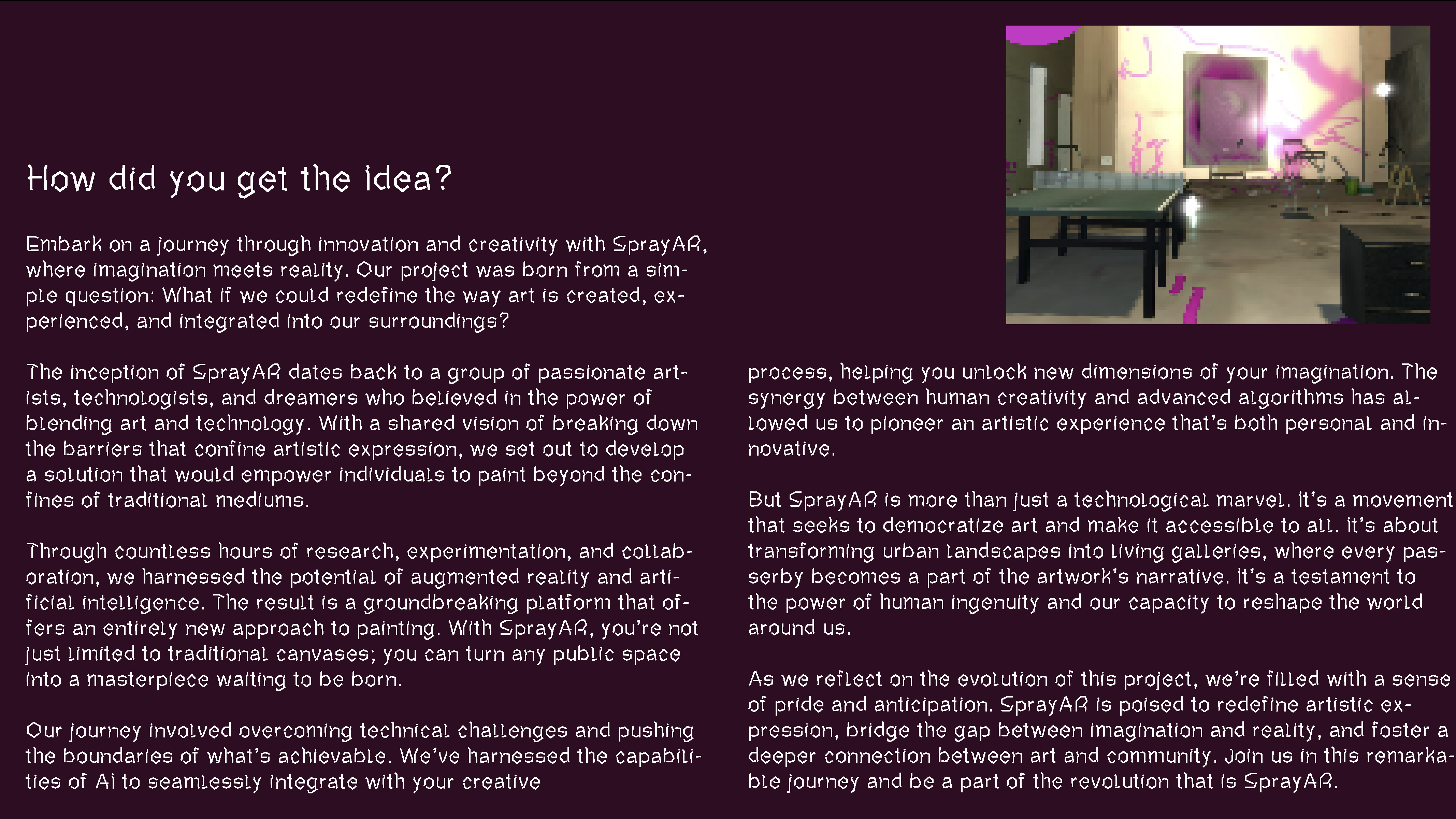 SprayAR App Interface and Features